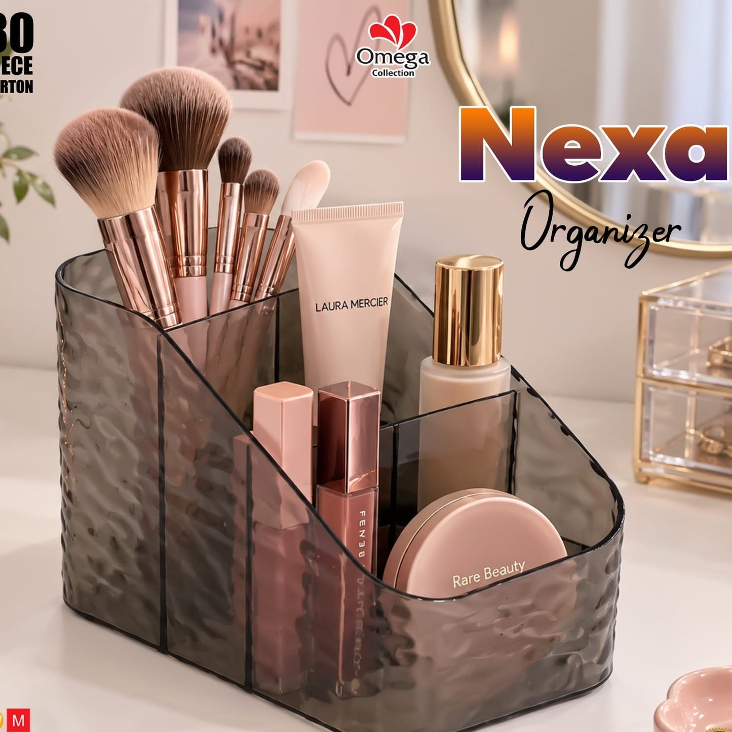 NEXA Transparent Multi-Compartment Desktop & Stationery Organizer