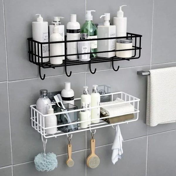 Wall-Mounted Bathroom Storage Shelf & Kitchen Organizer Basket